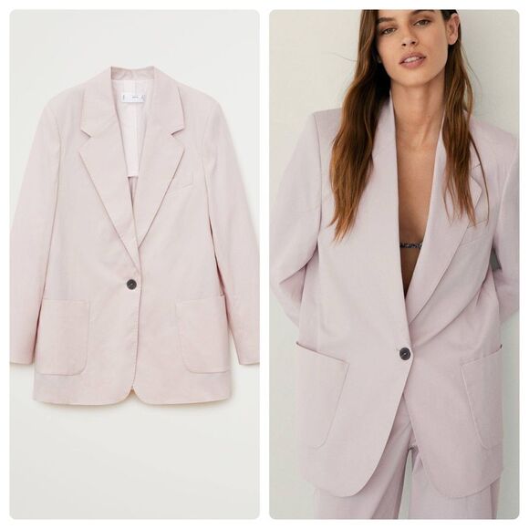 Mango Pink Blazer Pockets New - Picture 1 of 5